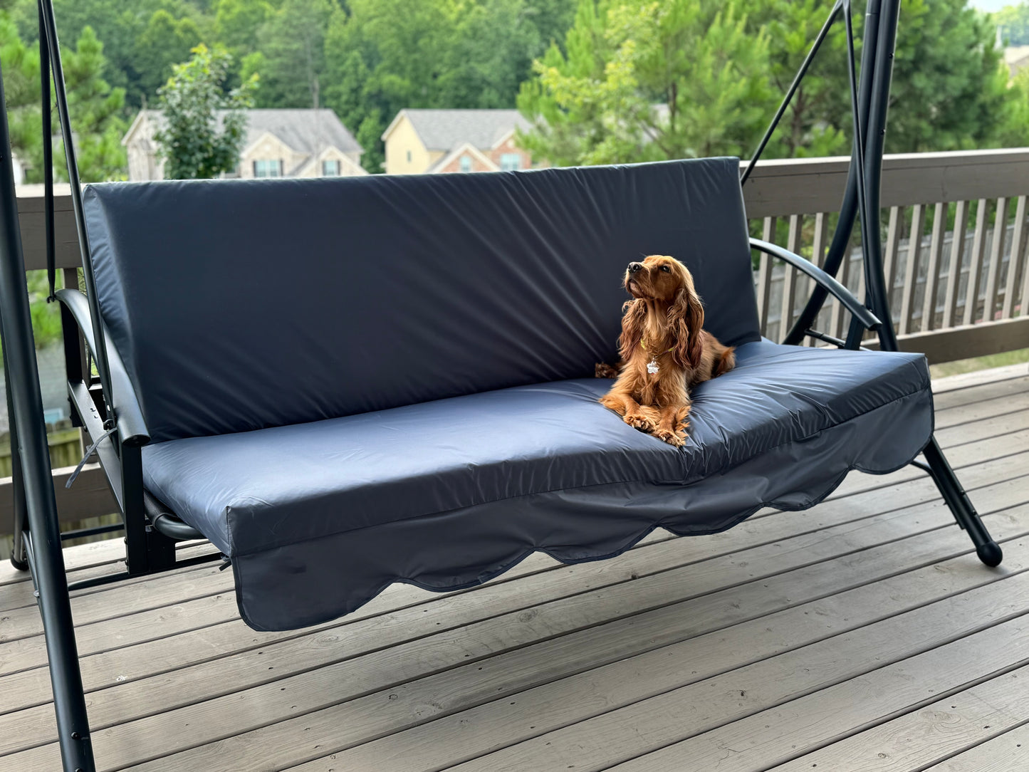 Water-resistant Cushion For Garden Swing with removable cover, 67x47 inches, Porch swing cushion with ties, XL cushions