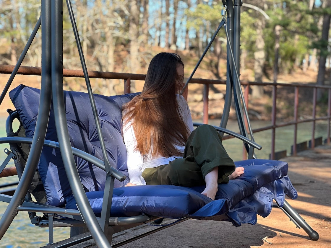 Water-resistant Long Cushion For Garden Swing, XL cushions, Replacement swing with ties - Comfort for Your Backyard, 67x47 inches