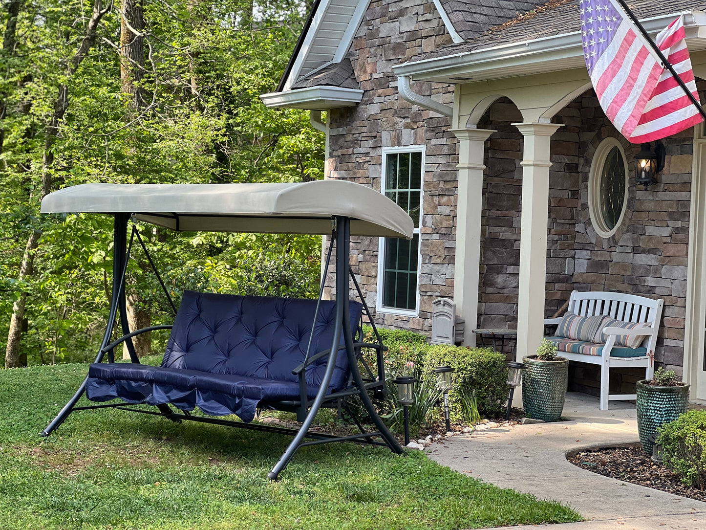 Water-resistant Long Cushion For Garden Swing, XL cushions, Replacement swing with ties - Comfort for Your Backyard, 67x47 inches