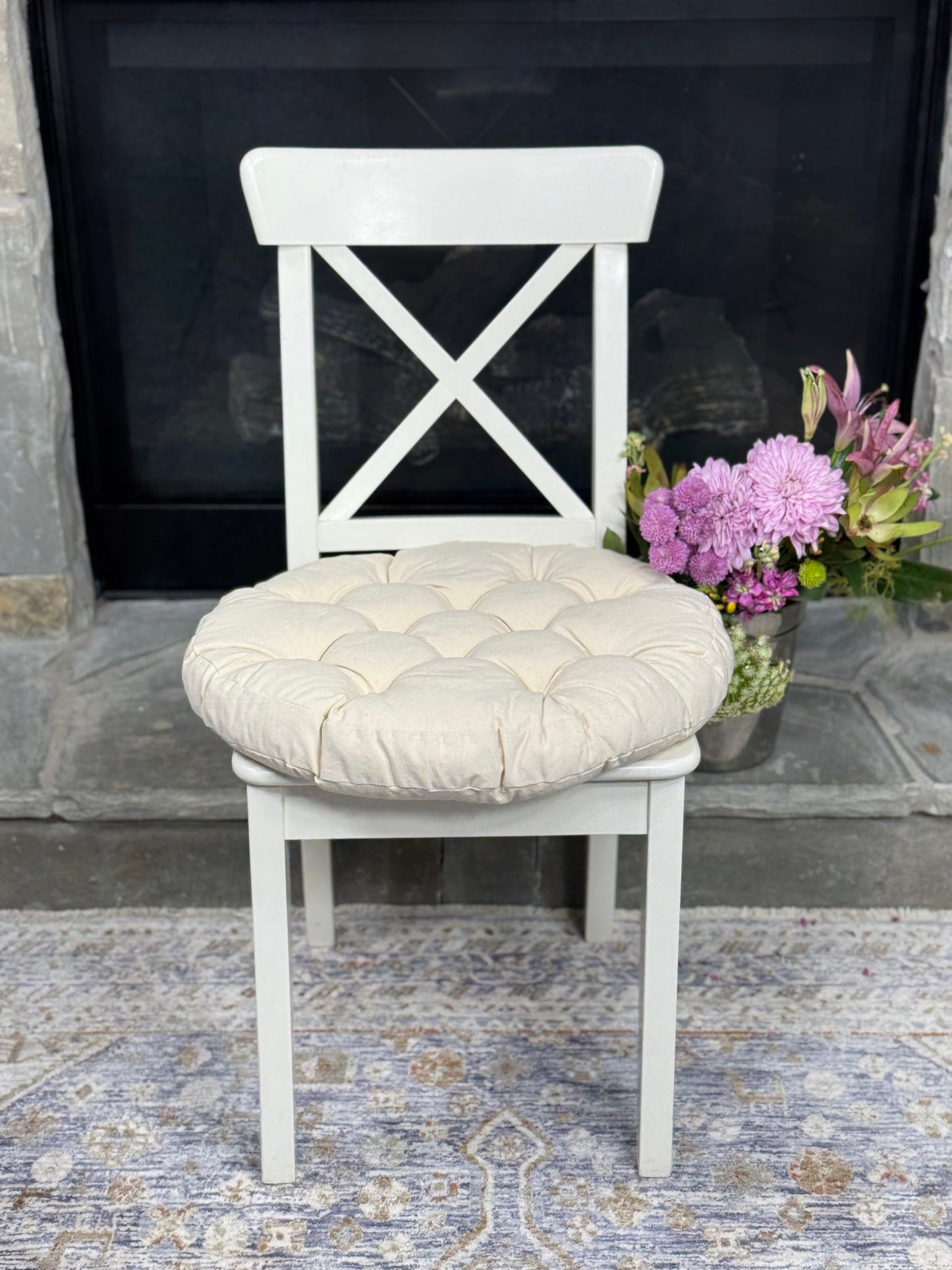 Linen Round Chair Cushion for living room chair pad home decor seat cushion for kitchen bar stool Tufted cushion gift for home