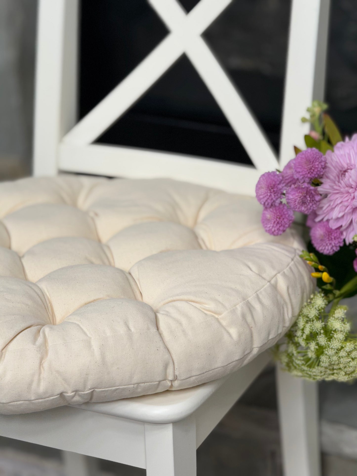 Linen Round Chair Cushion for living room chair pad home decor seat cushion for kitchen bar stool Tufted cushion gift for home