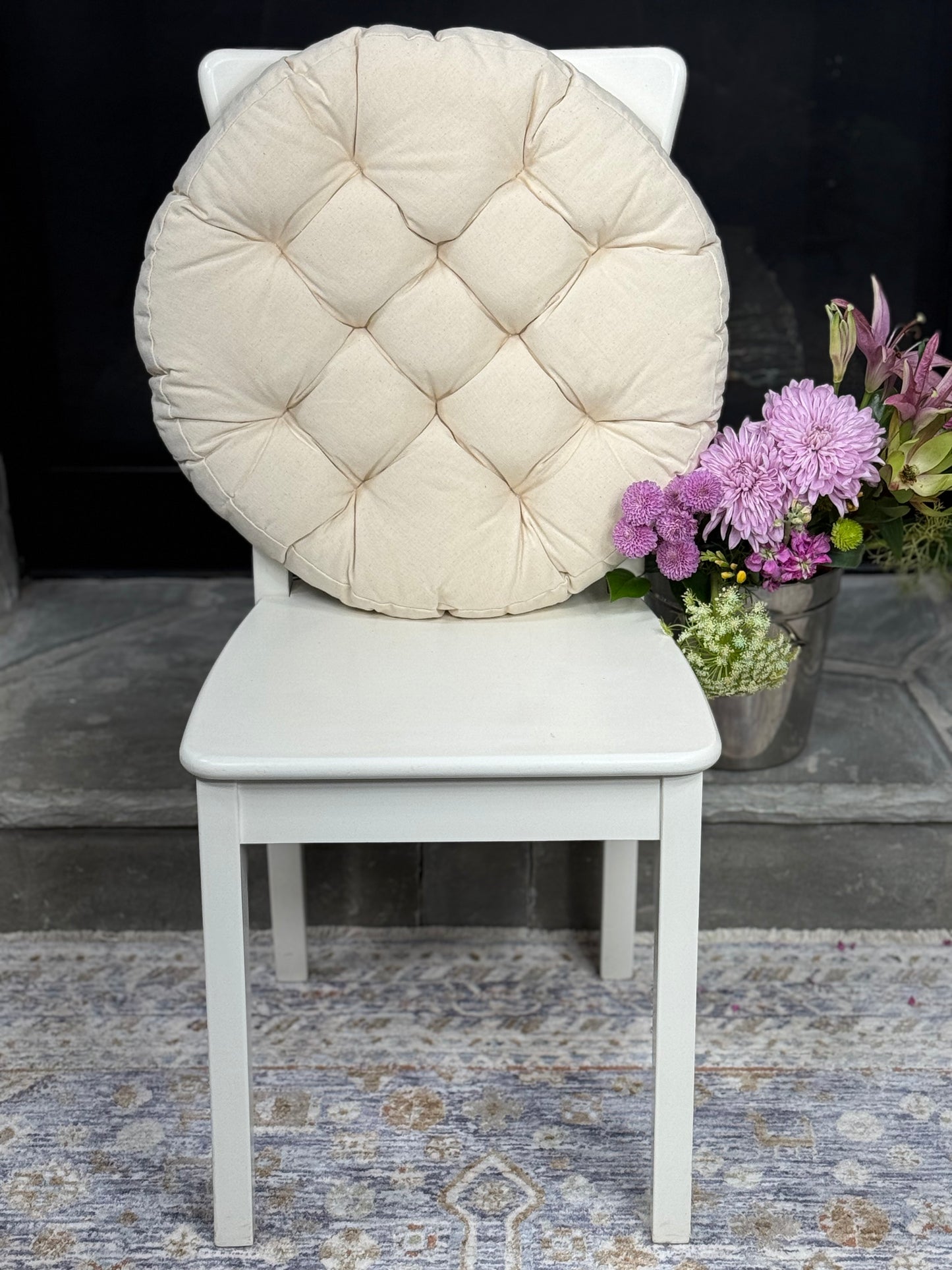 Linen Round Chair Cushion for living room chair pad home decor seat cushion for kitchen bar stool Tufted cushion gift for home