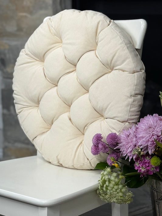 Linen Round Chair Cushion for living room chair pad home decor seat cushion for kitchen bar stool Tufted cushion gift for home