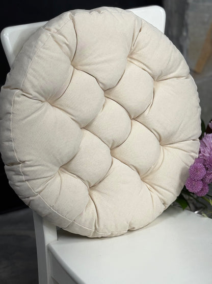 Linen Round Chair Cushion for living room chair pad home decor seat cushion for kitchen bar stool Tufted cushion gift for home