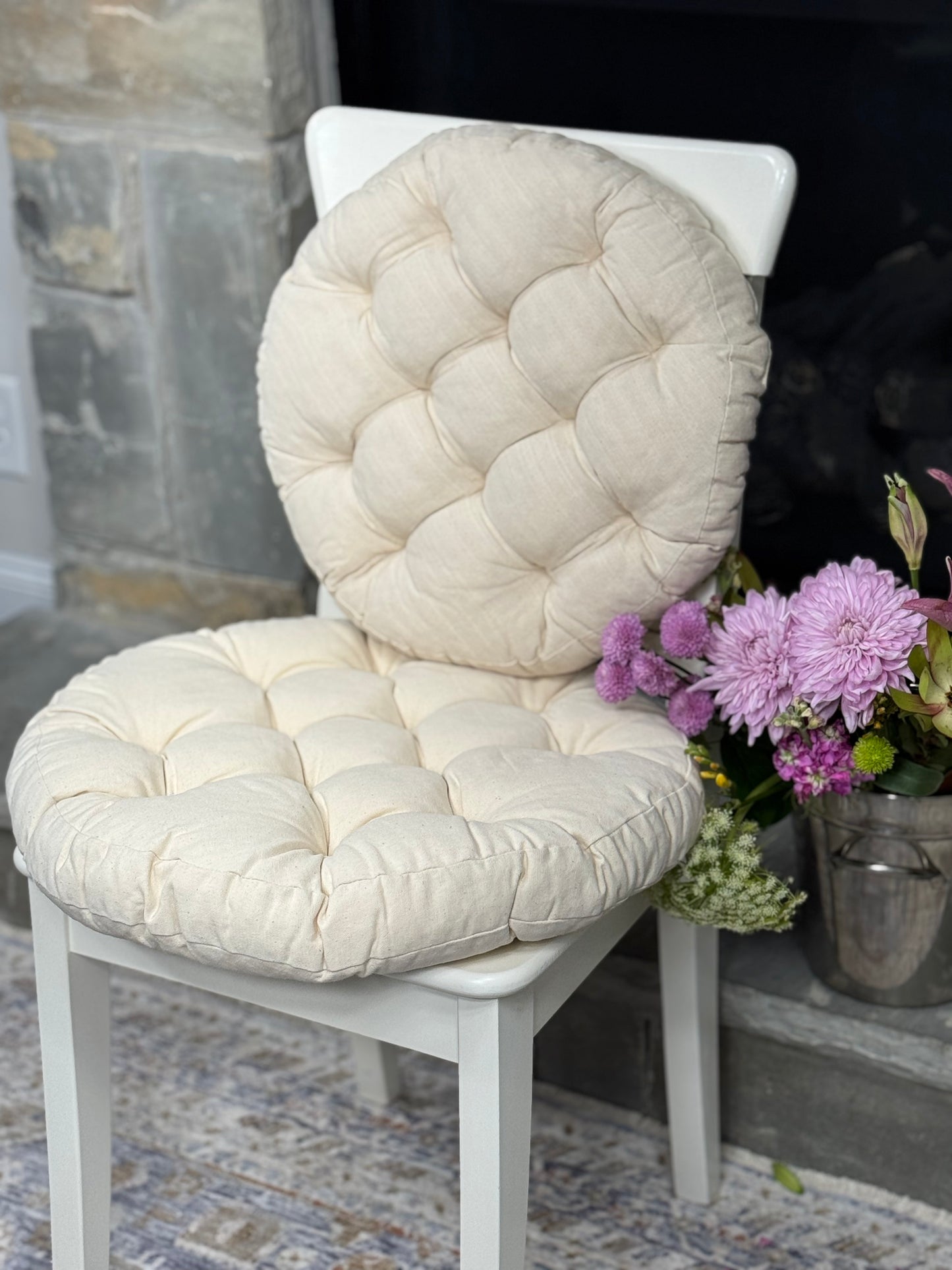 Linen Round Chair Cushion for living room chair pad home decor seat cushion for kitchen bar stool Tufted cushion gift for home