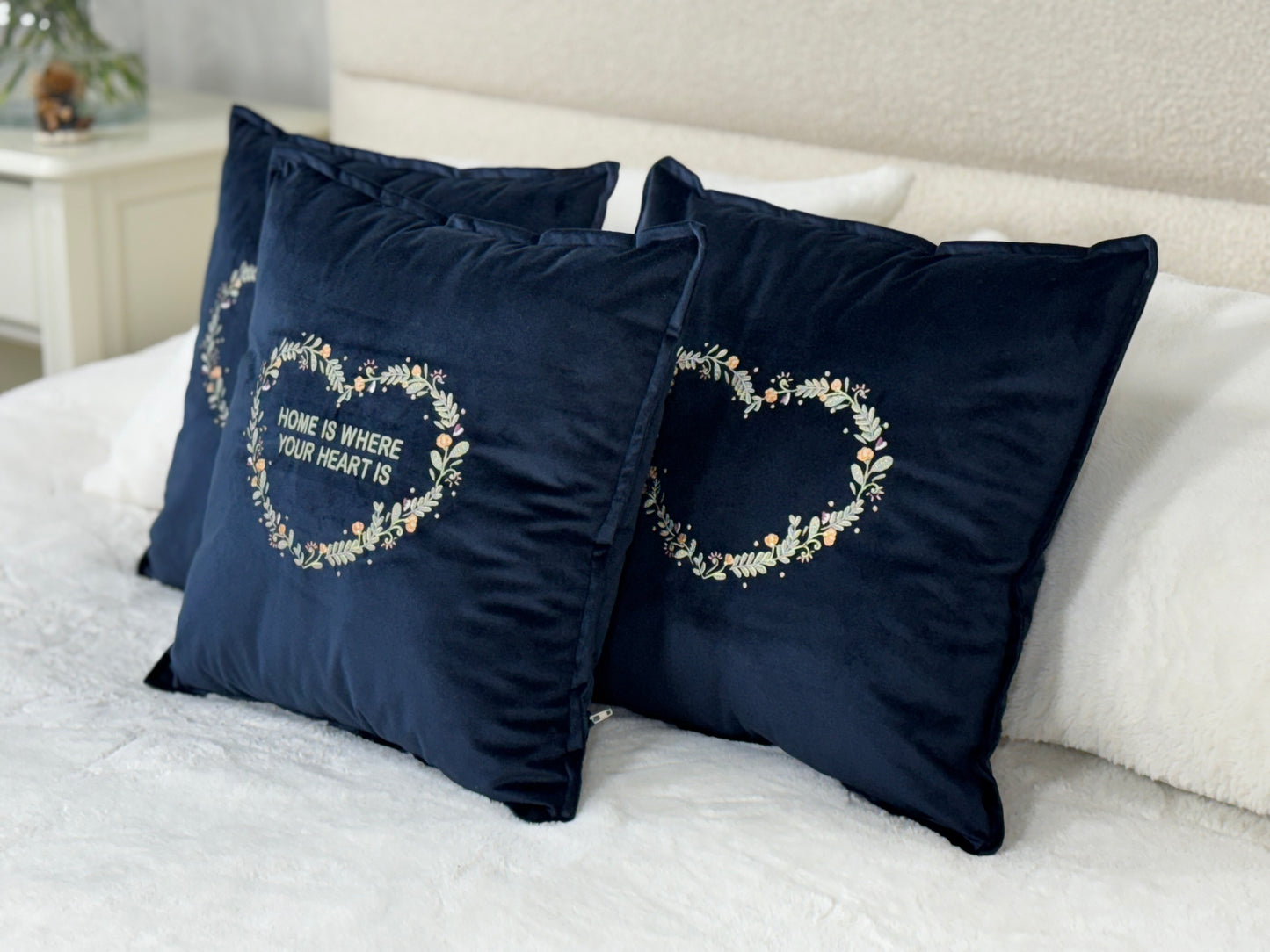 Decorative 18 inch cushion cover with beautiful embroidery, a large selection of colors