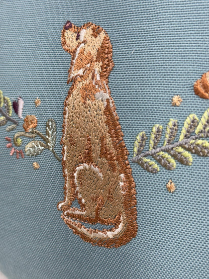 Round Embroidered Linen Wall Hanging for Interior Decor - Elegant Wall Decoration "Home is where your heart is" Interior Gifts, Decor with dog