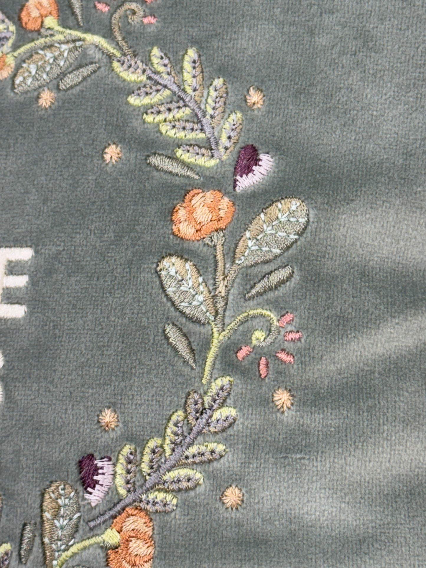 Decorative velour cover for pillow with embroidered dogs and wreaths - an ideal gift and stylish home decor