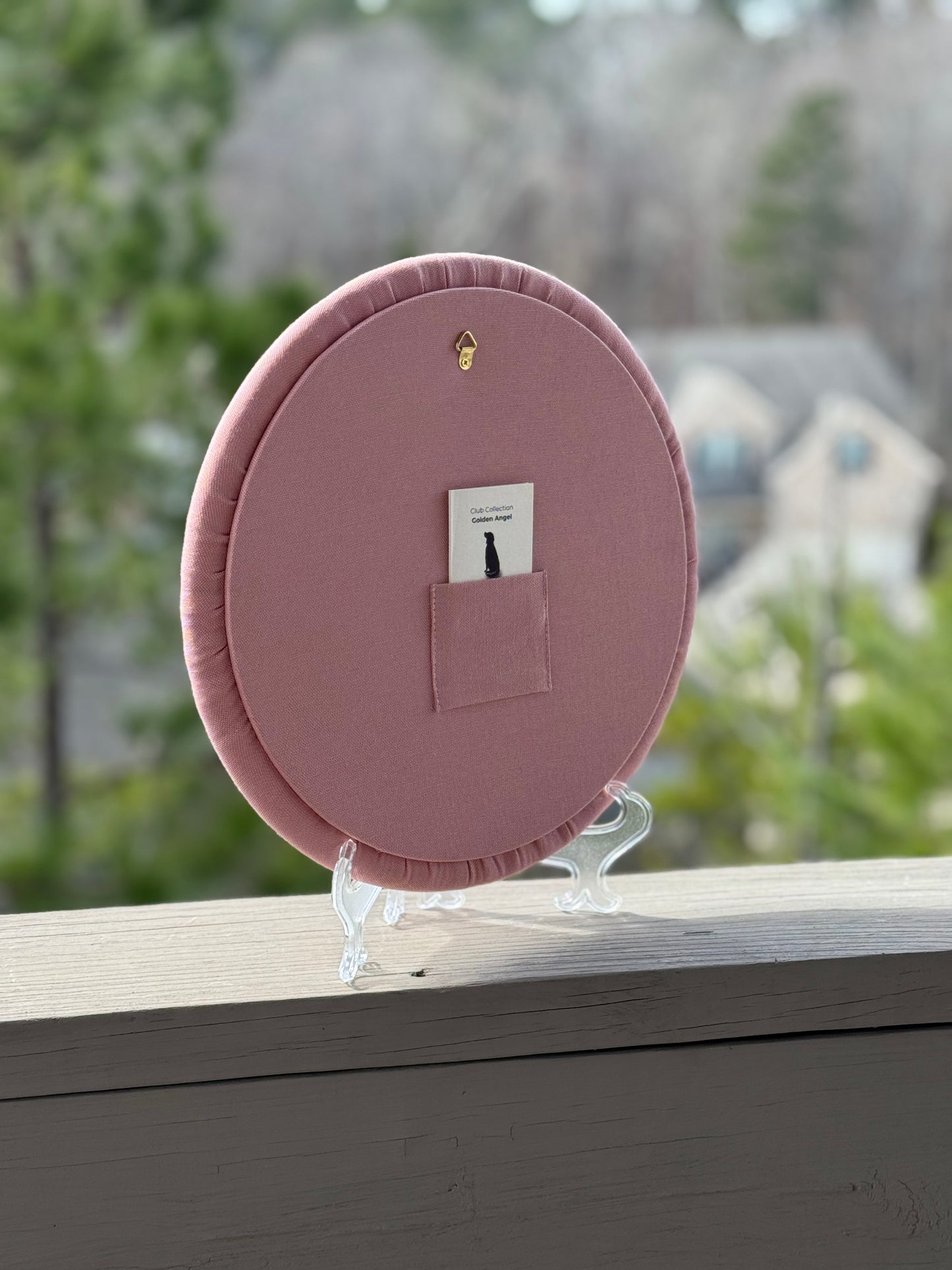 Round Embroidered Linen Wall Hanging for Interior Decor - Elegant Wall Decoration "Home is where your heart is" Interior Gifts, Decor with dog