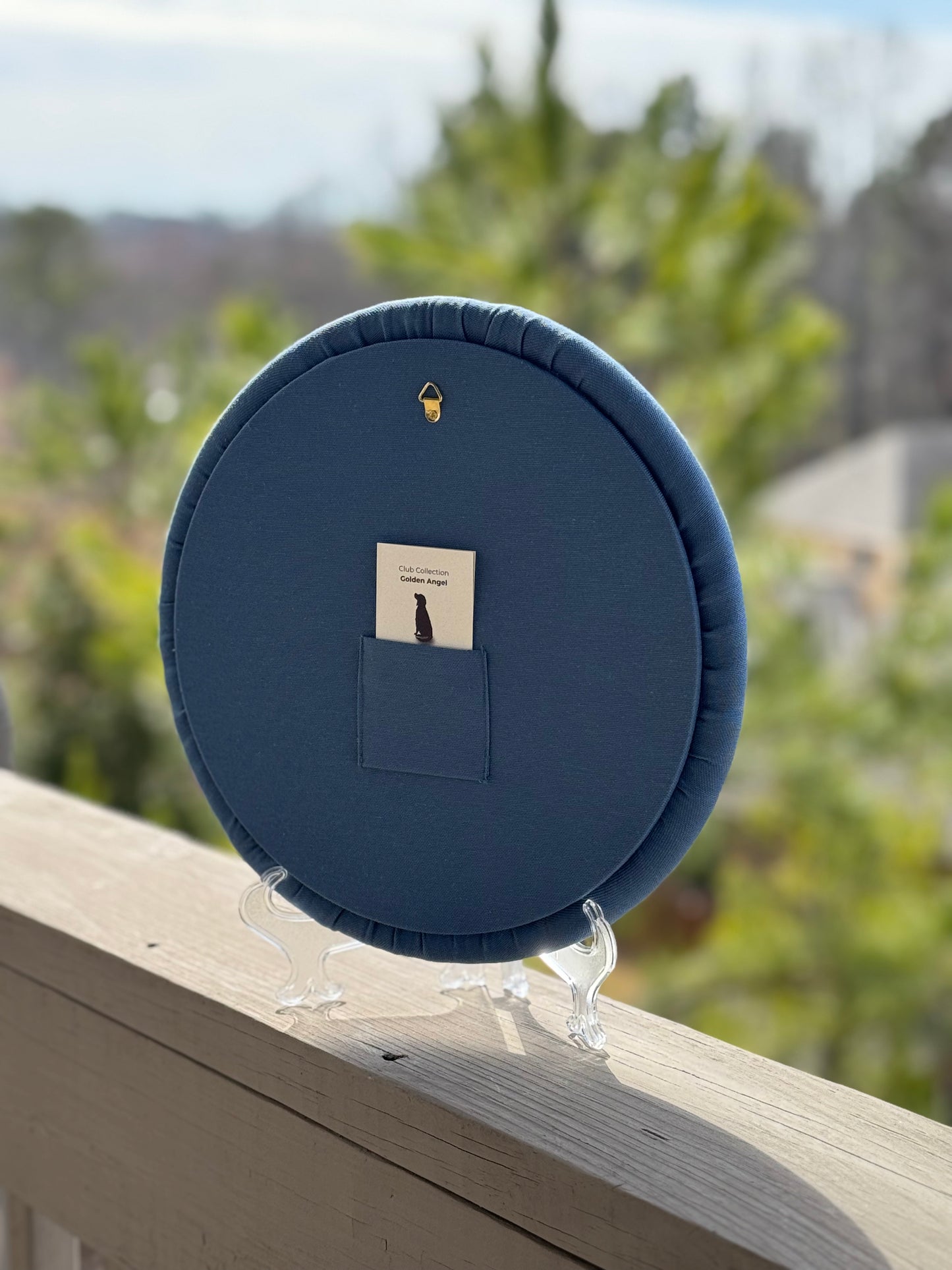 Round Embroidered Linen Wall Hanging for Interior Decor - Elegant Wall Decoration "Home is where your heart is" Interior Gifts, Decor with dog