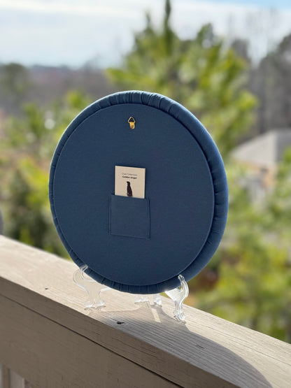 Round Embroidered Linen Wall Hanging for Interior Decor - Elegant Wall Decoration "Home is where your heart is" Interior Gifts, Decor with dog