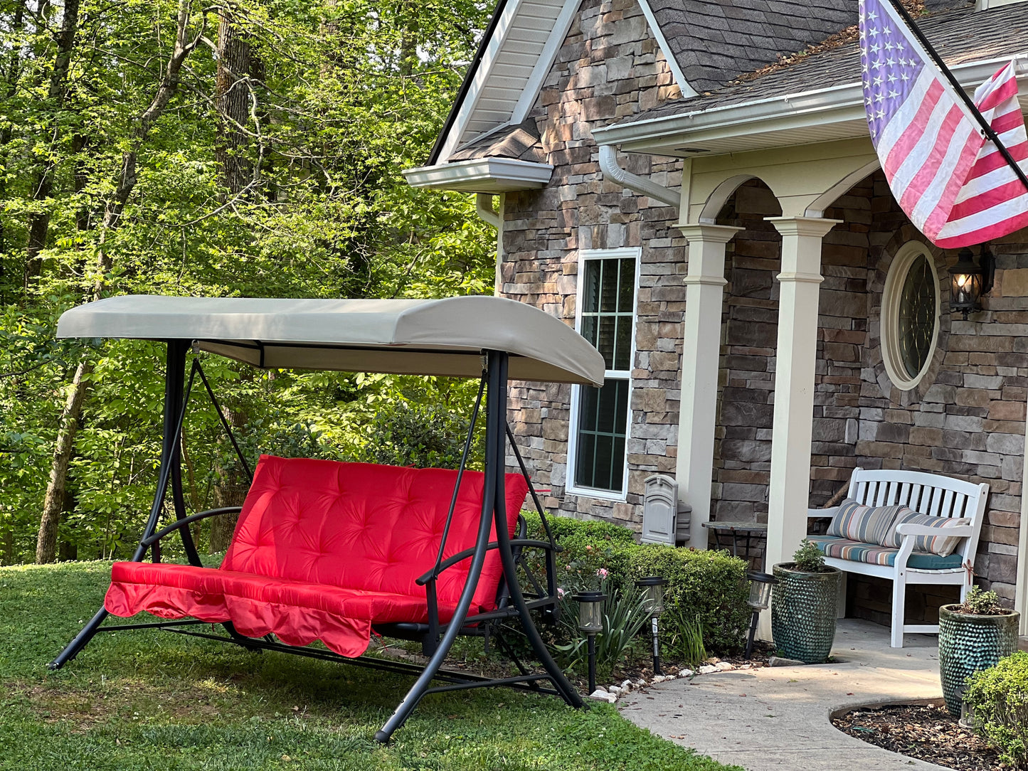 Water-resistant Long Cushion For Garden Swing, XL cushions, Replacement swing with ties - Comfort for Your Backyard, 67x47 inches