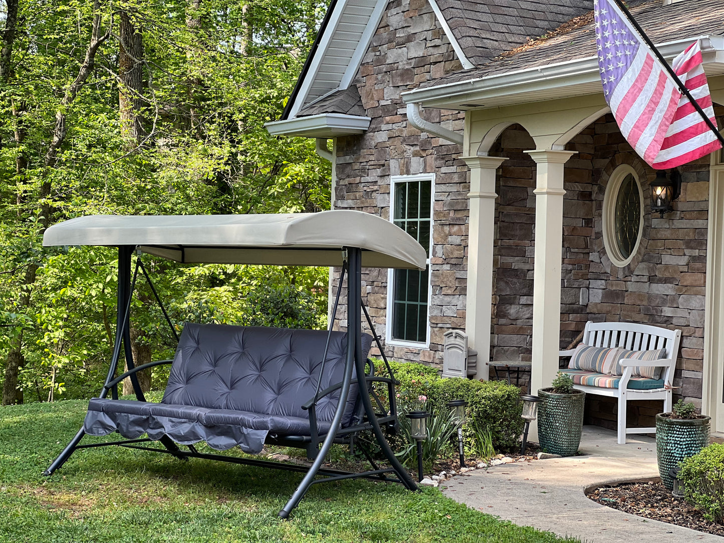 Water-resistant Long Cushion For Garden Swing, XL cushions, Replacement swing with ties - Comfort for Your Backyard, 67x47 inches