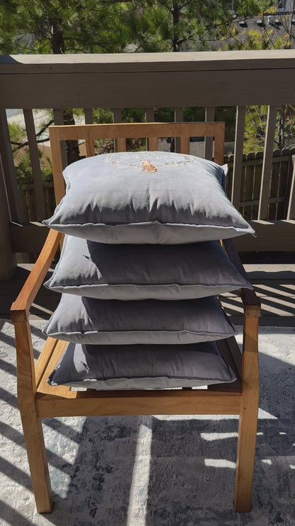 Decorative velour cover for pillow with embroidered dogs and wreaths - an ideal gift and stylish home decor